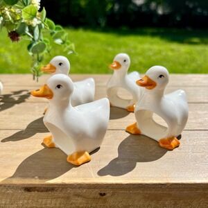 Vintage Ceramic Duck Geese Napkin Holders | Set of 4